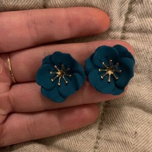 Blue gold flower earrings from boutique in HI